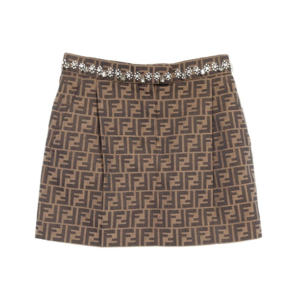 FENDI Zucca Pattern skirt FQ7543A5W3F118W Polyester Brown Black #IT40 Used Women