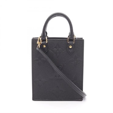 LOUIS VUITTON Petit Sac Plat Shoulder Handbag M81417 Monogram empreinte Noir LV