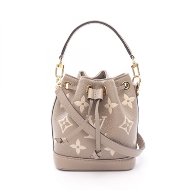 LOUIS VUITTON Nano Noe Bicolor Shoulder Handbag M46291 Monogram empreinte Beige
