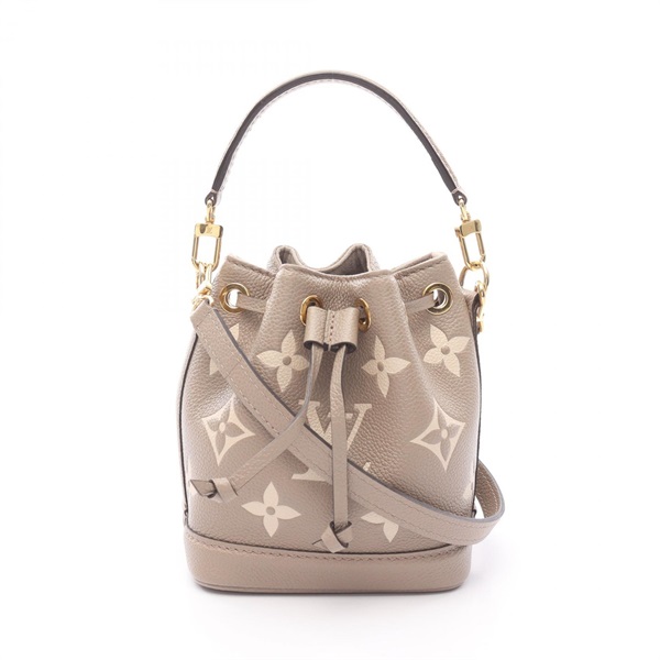LOUIS VUITTON Nano Noe Bicolor Shoulder Handbag M46291 Monogram empreinte Beige