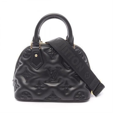 LOUIS VUITTON Alma Soft BB shoulder Handbag M59793 Bubblegram leather Noir Used