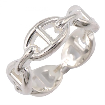 HERMES Chaine d'ancre Enchainee PM Ring Silver925 Used unisex Us size 8 #57