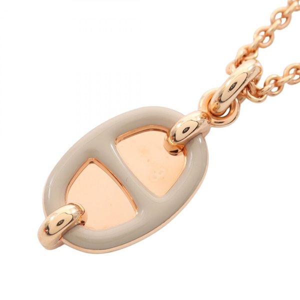 HERMES Mini Maillon PM Necklace Pendant Gold Plated Beige Used women