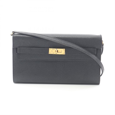 HERMES Kelly to go Crossbody Shoulder Bag Y Chevre Leather Black GHW Used Women