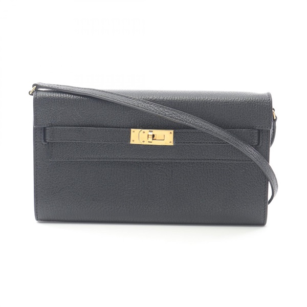 HERMES Kelly to go Crossbody Shoulder Bag Y Chevre Leather Black GHW Used Women