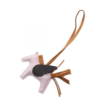 HERMES Rodeo Pegasus PM charm Agneau milo Swift leather Pink Brown Sesame Used U