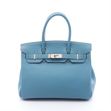 HERMES Birkin 30 Handbag Togo leather Blue jean Used Women SHW I