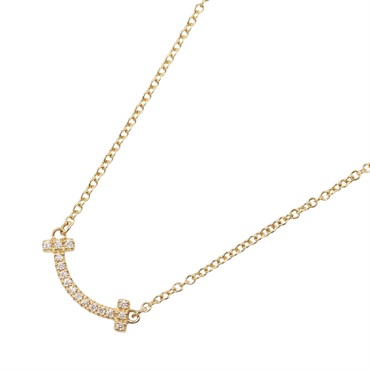 TIFFANY＆CO T Smile Mini Necklace Diamond 18KYG Yellow Gold Used women