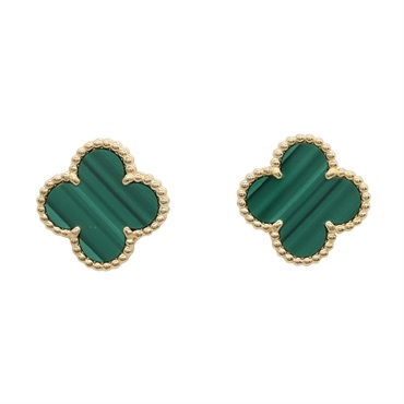 Van Cleef & Arpels Vintage Alhambra Pierced earrings 18KYG Gold Malachite Used