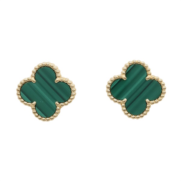 Van Cleef & Arpels Vintage Alhambra Pierced earrings 18KYG Gold Malachite Used