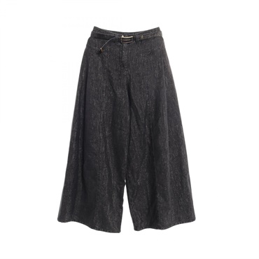CHANEL Wide Denim pants P74945 cotton Black Used Women #34