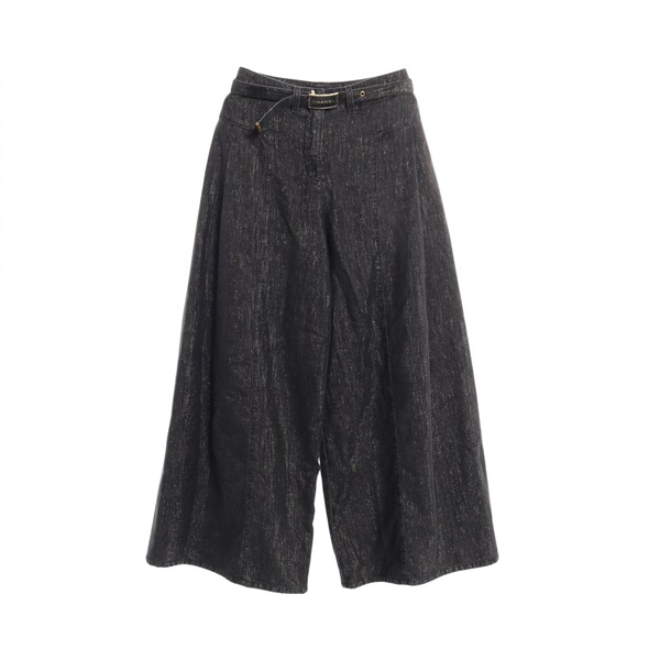CHANEL Wide Denim pants P74945 cotton Black Used Women #34