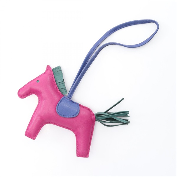 HERMES Rodeo MM bag charm Agneau milo leather Pink Blue Green Used Women C