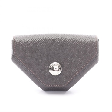 HERMES Le van Cattle coin purse Epsom leather Brown Macassar Used Women X SHW