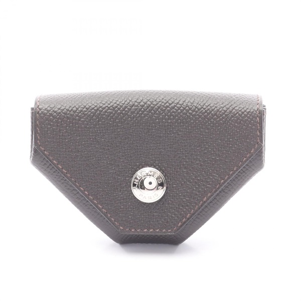 HERMES Le van Cattle coin purse Epsom leather Brown Macassar Used Women X SHW