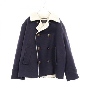 PRADA Double-breasted Pea Coat SGC026 Wool Navy Size 48 Used Mens