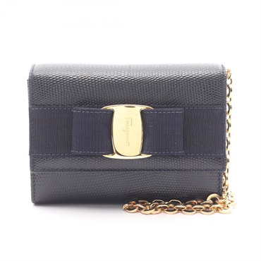 Salvatore Ferragamo Vara ribbon Chain Shoulder Bag AQ213202 leather Black Used