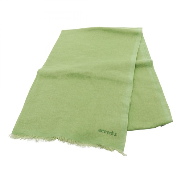 HERMES New Libris Stall scarf cashmere linen Green Women
