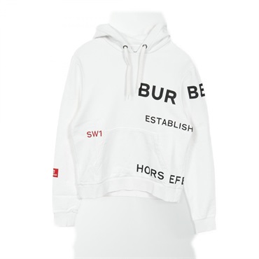BURBERRY Horse ferry Hoodie sweatshirt tops cotton White Used Women logo size XS