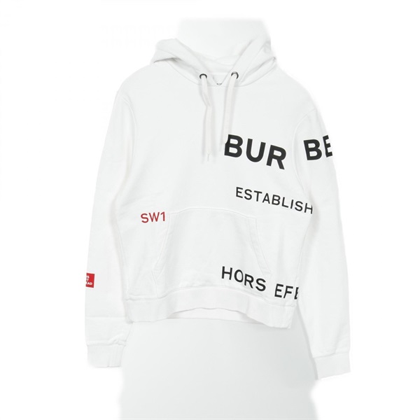 BURBERRY Horse ferry Hoodie sweatshirt tops cotton White Used Women logo size XS