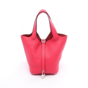 HERMES Picotin Lock PM Handbag A Taurillon Clemence Rose extreme Used SHW