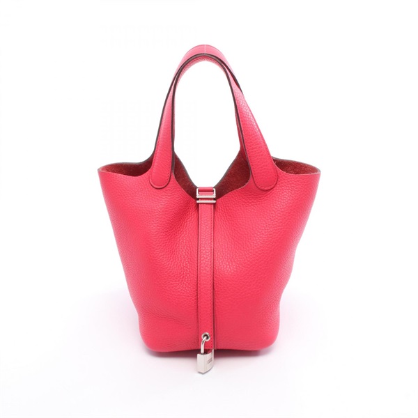HERMES Picotin Lock PM Handbag A Taurillon Clemence Rose extreme Used SHW