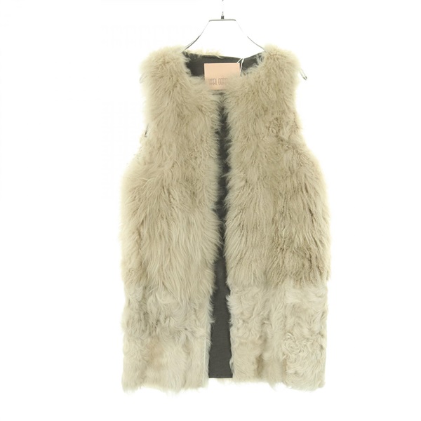 KARL DONOGHUE fur Vest Sleeveless jacket coat Mouton Beige Used Women size XS
