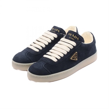 PRADA Triangle logo sneakers #36 shoes Suede Navy Used Women