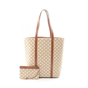 CELINE Museum Shoulder Bag Triomphe 194542EY7 canvas leather Beige Brown Used