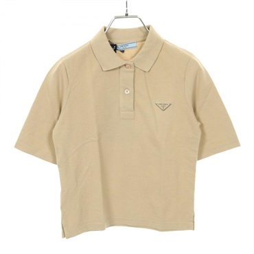 PRADA knitwear Polo shirt Half sleeve 39575 cotton Beige Used Women size 38