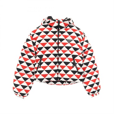 PRADA Triangle logo Down jacket coat Nylon White Black Red Women size XS