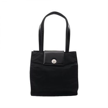 BVLGARI B-ZERO 1 Shoulder Tote Bag leather Nylon canvas Black Used Women