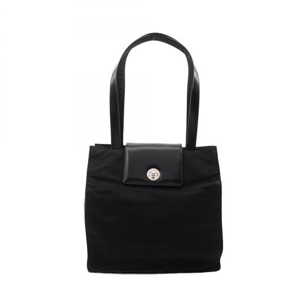 BVLGARI B-ZERO 1 Shoulder Tote Bag leather Nylon canvas Black Used Women