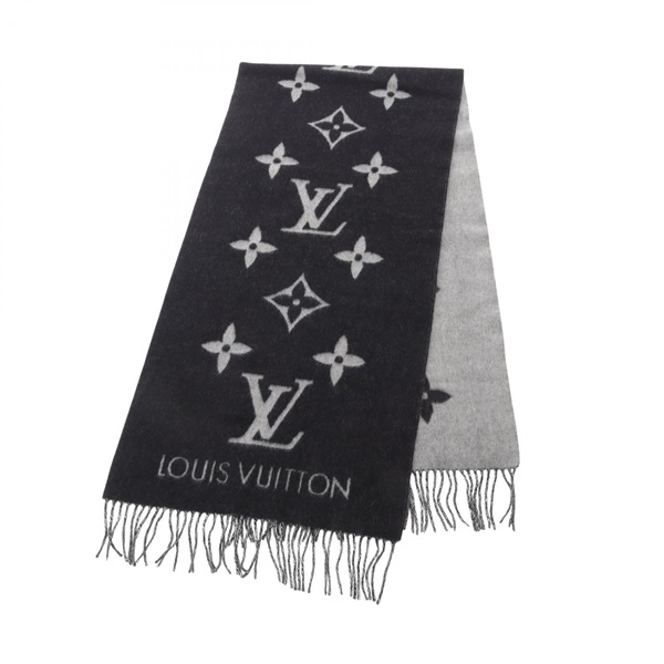LOUIS VUITTON Echarpe Reykjavik M71040 Scarf cashmere Black Gray Black Used LV