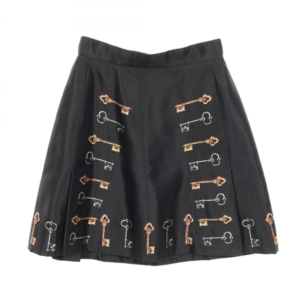 DOLCE & GABBANA Mini skirt #38 silk Black Multicolor Used Women