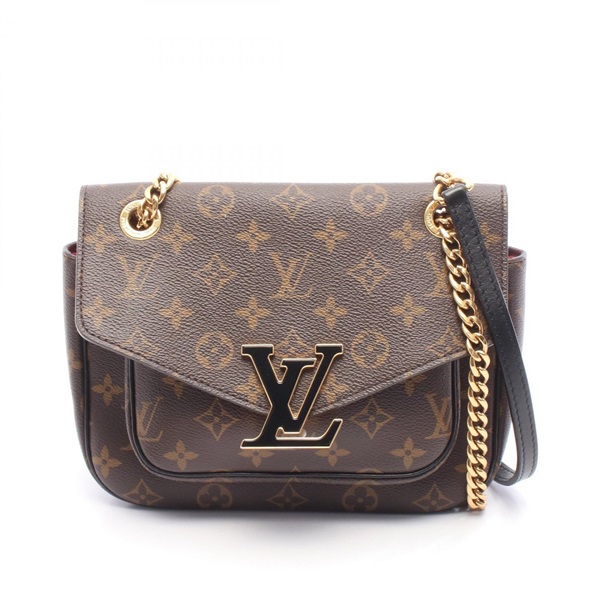 LOUIS VUITTON Passy Chain Shoulder Bag M45592 Monogram canvas Brown Black Used