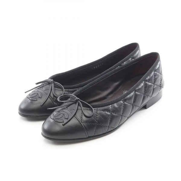 CHANEL Ballerina Matelasse pumps flat shoes #34 1/2 G26250 leather Black Used CC