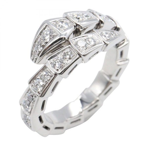 BVLGARI Serpenti Single Spiral Full Diamond Ring 18KWG Used #S Women US Size 4.5
