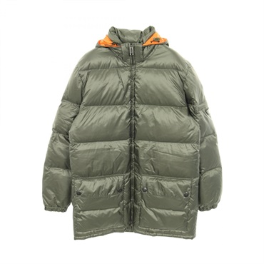 PRADA Down jacket with Hood SGB857 Nylon Khaki Orange #44 Used mens