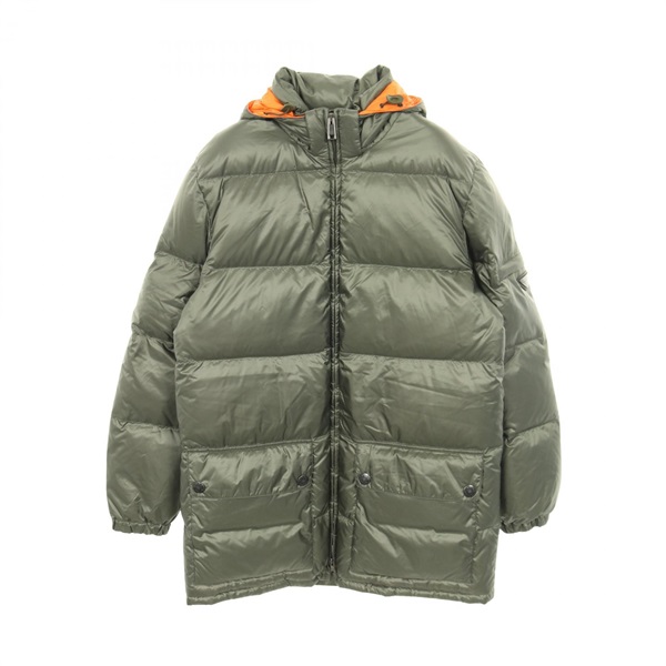 PRADA Down jacket with Hood SGB857 Nylon Khaki Orange #44 Used mens