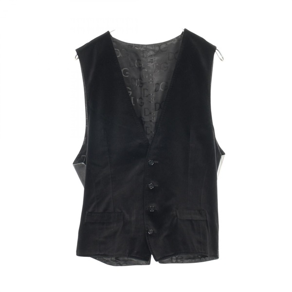 DOLCE & GABBANA vest gilet #48 leather cotton Black Used mens