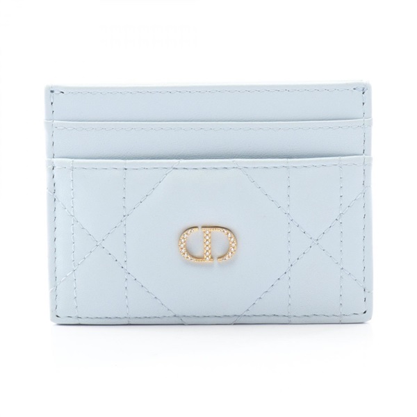 Christian Dior Caro Freesia Crystal Card Case holder S4205UHNN leather Blue Used Women