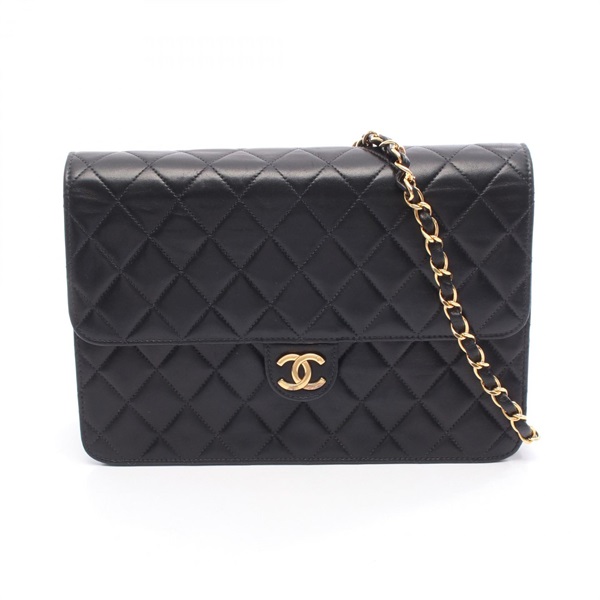 CHANEL Matelasse Chain Shoulder Handbag Lamb leather Black GHW Used Women CC