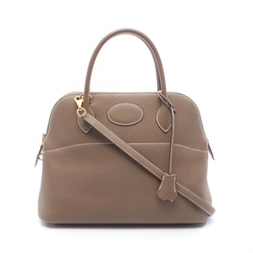 HERMES Bolide 31 shoulder Handbag D Taurillon Clemence leather Etoupe GHW used