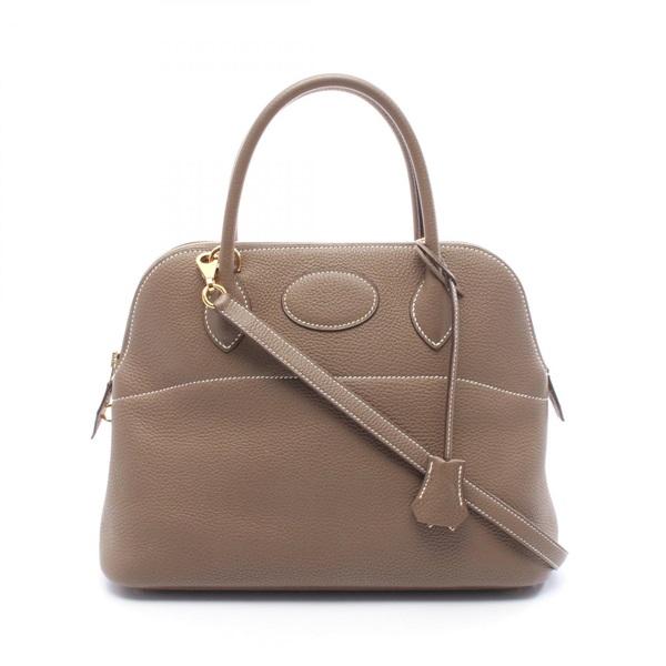 HERMES Bolide 31 shoulder Handbag D Taurillon Clemence leather Etoupe GHW used