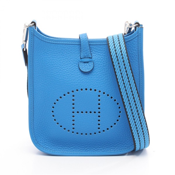 HERMES Evelyne TPM Amazon Shoulder crossbody Bag W leather Blue hydra SHW
