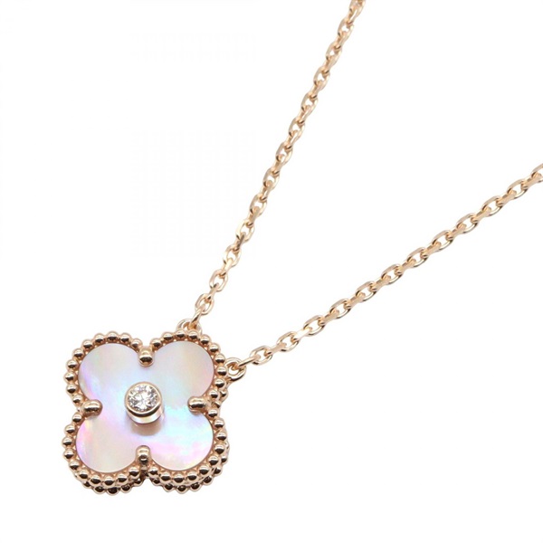 Van Cleef & Arpels Vintage Alhambra Necklace 18KPG Gold Mother of pearl Diamond