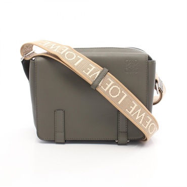LOEWE Military Messenger XS Shoulder Crossbody Bag B553A72X27 leather Khaki Used