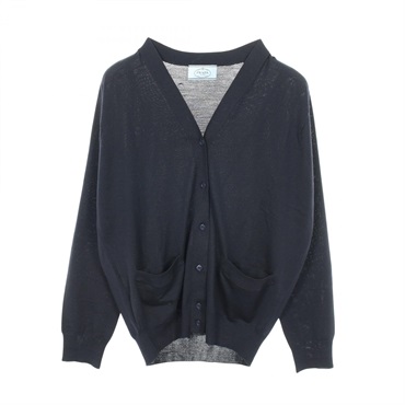 PRADA cardigan knitwear #38 wool Navy Used Women