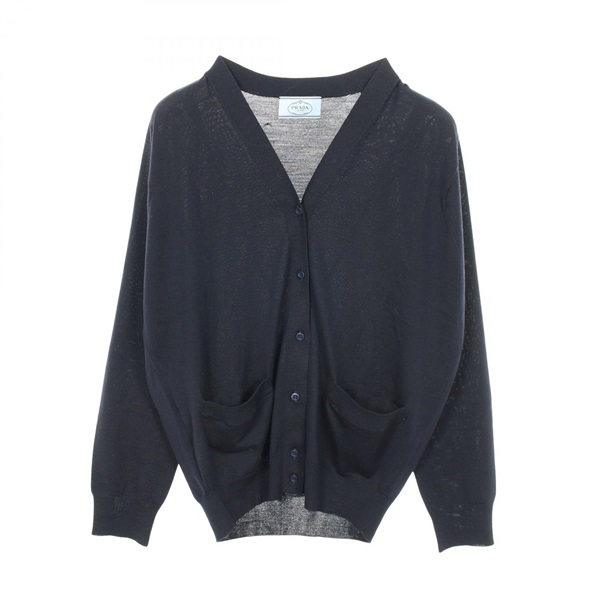 PRADA cardigan knitwear #38 wool Navy Used Women